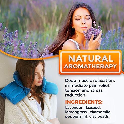 Neck and Shoulder Wrap - Instant Relief for Tension and Stress, Migraines, Headaches, Aches, Spasms, Arthritis, Stiffness, and Tightness - Deep, Penetrating Muscle Relaxation with Herbal Aromatherapy