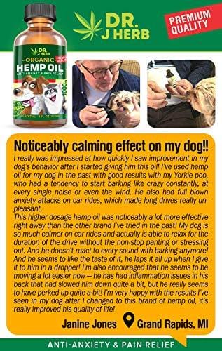 Hemp Oil for Dogs Cats Full Spectrum Organic Hemp Extract Drops 1000 mg Made in USA Natural Dog Pain Relief Pet Stress & Anxiety Calming Support Health Easily Apply to Treats Pet Hemp Oil