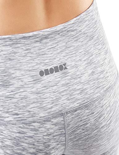ODODOS High Waist Out Pocket Yoga Capris Pants Tummy Control Workout Running 4 Way Stretch Yoga Leggings,SpaceDyeWhite,Medium