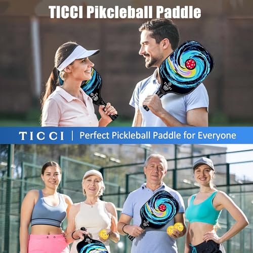TICCI Pickleball Paddle Set 2 Premium USAPA Approved Graphite Craft Rackets Honeycomb Core 4 Balls Ultra Cushion Grip Portable Racquet Case Bag Gift Kit Men Women Indoor Outdoor (Vortex 2)