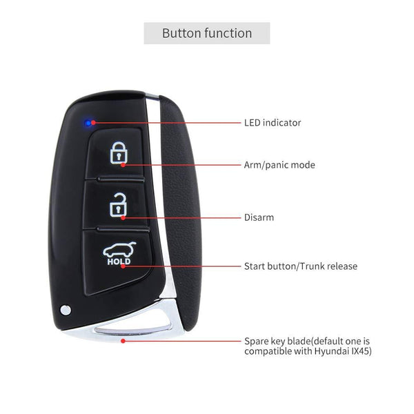 EASYGUARD EC002-HY-NS Smart Key PKE car Alarm System with keyless Entry Remote Engine Start Stop Engine Start Stop Button Touch Password keypad Shock Alarm Warning