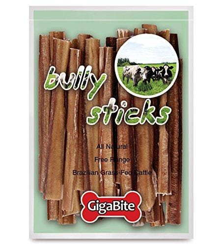 GigaBite 6 Inch Slim Odor-Free Bully Sticks (25 Pack) – USDA & FDA Certified All Natural, Free Range Beef Pizzle Dog Treat – By Best Pet Supplies