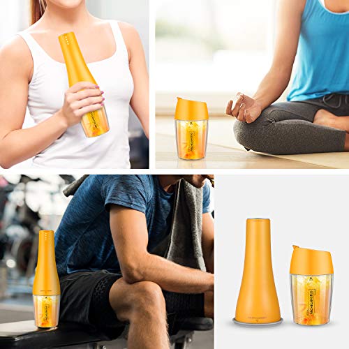MICHELANGENLO Portable Blender for Shakes and Smoothies, Single Serve Blender Mini Smoothie Blender with Travel Cup and Lids, Travel Blender Juice Mixer Maker -Orange