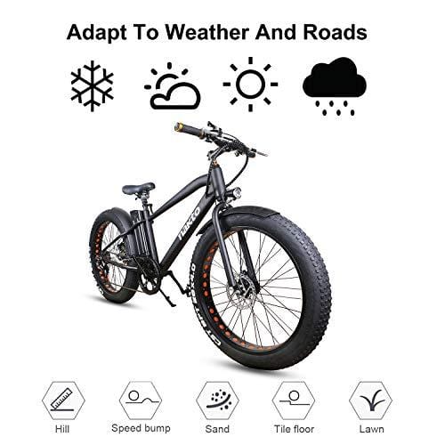 NAKTO Fat Tire Electric Bicycle 300W High Speed Brushless Motor and Detachable Waterproof Lithium Battery Electric Bikes Beach Snow ebike