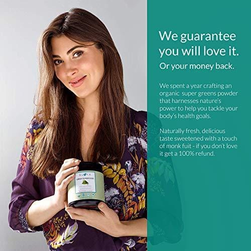 Alaya Organic Greens Powder - Superfood Powder with Adaptogens, Antioxidants & Probiotics - Certified Organic Non-GMO Super Greens Supplement Powder - 30 Servings - Berry Flavor Green Powder