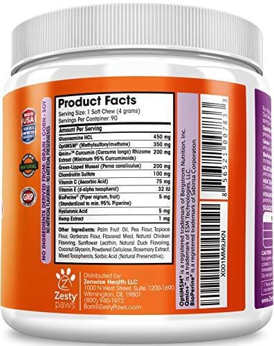 Senior Advanced Glucosamine for Dogs - For Hip & Joint Arthritis Pain Relief - Chondroitin, Turmeric Curcumin & MSM - Mobility Supplement with Green Lipped Mussel & Hyaluronic Acid - 90 Chew Treats