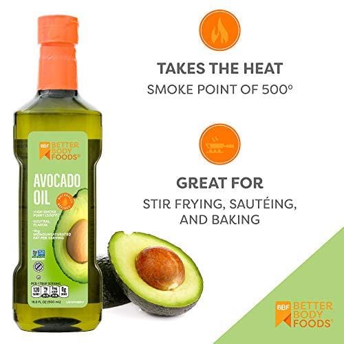 BetterBody Foods 100% Pure Avocado Oil Naturally Refined Cooking Oil Non-GMO 16.9 Ounce Keto & Paleo