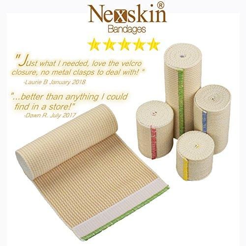 NexSkin Elastic Bandage Compression Wrap w/Hook and Loop Closure, Variety - 4 Pack