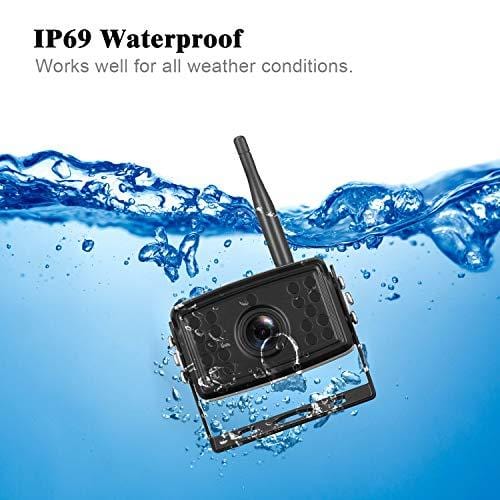 FHD 1080P Digital Wireless Dual Backup Camera 7'' Monitor Kit Split Screen for Trailer/RV/Truck/Camper Rear/Side/Front View Camera Night Vision IP69K Waterproof Driving/Reversing Use