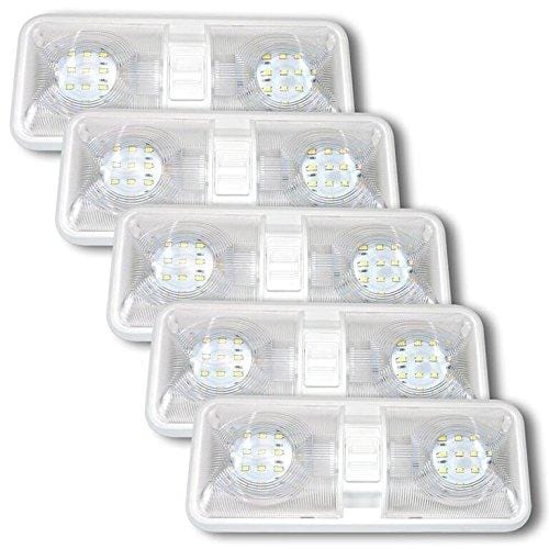  Leisure LED 5 Pack RV LED Ceiling Double Dome Light Fixture  ON/Off Switch Interior Lighting for Car/RV/Trailer/Camper/Boat DC 11-18V  Natural White 4000-4500K 48X2835SMD (Natural White 4000-4500K, 5) :  Automotive