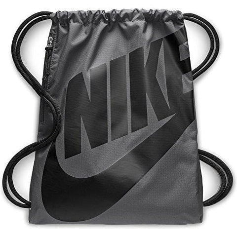 Nike Heritage Gymsack, Drawstring Backpack and Gym Bag with cinch sack closure and straps for comfort, Black/White/White
