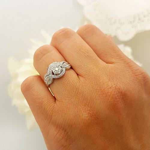 Dazzlingrock Collection 0.40 Carat (ctw) 14k Round Diamond Ladies Bridal Ring Engagement Matching Band Set, White Gold, Size 8