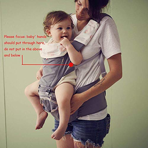 Bebamour Baby Carrier with Hip Seat 6 in 1 Ergonomic Baby Carrier Backpack (Grey)