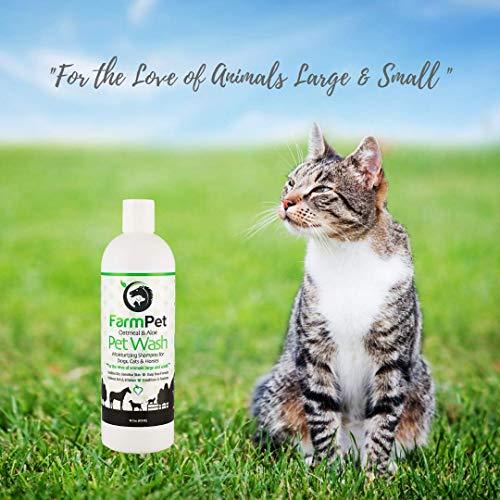 FarmPet Oatmeal Dog Shampoo with Aloe Vera - Best for Dogs, Cats, and Horses - Hypoallergenic - Soap-Free - Deodorizing Odor Eliminator - Anti-Itch Formula - Moisturizing - Conditioning -16oz