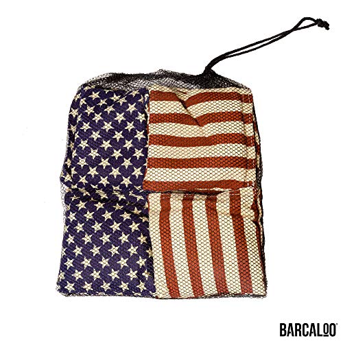 Weather Resistant Cornhole Bean Bags Set of 8 - Duck Cloth - Regulation Size & Weight - Stars and Stripes