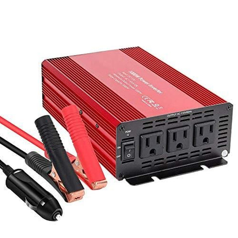1000W Power Inverter Home Car RV Solar Power Converter DC 12V to 110V 3 AC Outlets Converter for Household Appliances in case Emergency, Storm, Outage and Hurricane