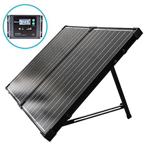 Renogy 100 Watt 12 Volt Monocrystalline Off Grid Portable Foldable 2Pcs 50W Solar Panel Suitcase Built-in Kickstand with Waterproof 20A Charger Controller
