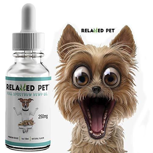 Relaxed Pet Full Spectrum Hemp Oil 250mg for Dog & Cat Calming - HempWorks for Joint Pain Relief, Stress and Seperation Anxiety for Dogs + Omega 3 & 6 for Skin & Fur. The Safest mg. for Pets