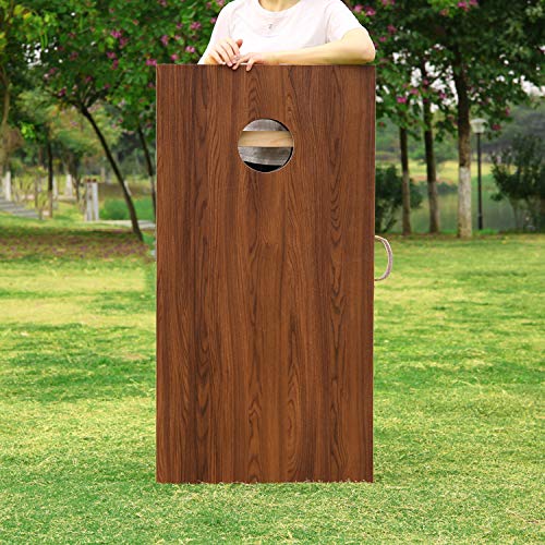 Sportdo Solid Wood Cornhole Set, Both Sides Printed Wood Grain Two Regulation Size 4' x 2'Cornhole Boards, Bean Bag Toss Game with 8 Bags