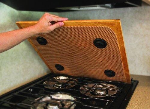 Camco Oak Accents Silent Top Stovetop Cover, Convert Your Stove Top to  Extra Counter Space In Your Camper Or RV (Oak Finish) (43521)