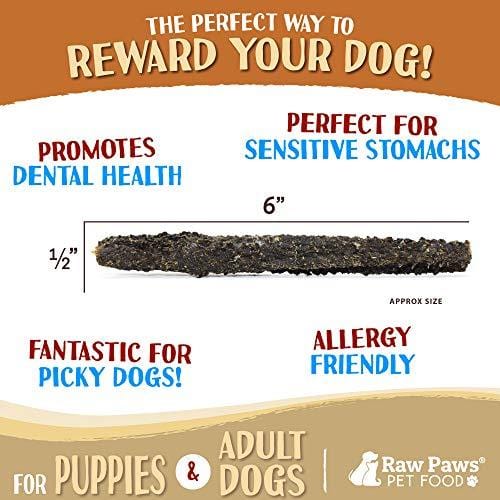 Raw Paws Green Lamb Tripe Sticks for Dogs, 10-Pack - Single Ingredient, Crunchy Green Tripe Lamb Dog Treats - Grass-Fed, Free Range Dehydrated Lamb Tripe for Dogs All Natural Dog Chews