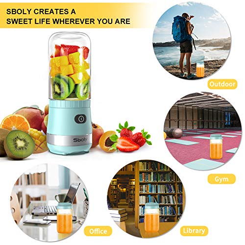 Portable Mini Blender, Personal Blender USB Rechargeable for Smoothies and Shakes with 2 Tritan BPA-Free Blender Cups, Small Smoothie Maker Protein Juice Blender Mixer (Blue)