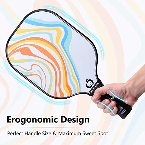 Pickleball Paddles, Parent, Child Pickleball Set, USAPA Approved Pickleball Paddles 4 Pack, 4 Balls, 1 Pickleball Bag, Fiberglass Surface, Polypropylene Honeycomb Core, Lightweight Pickleball Paddle