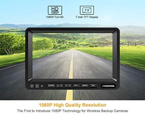 FOOKOO II 1080P Wireless Rear View Camera, 7'' LCD Reverse Camera Monitor IP69 Waterproof RV Backup Camera for Truck/Semi-Trailer/Box Truck/RV, No Interference