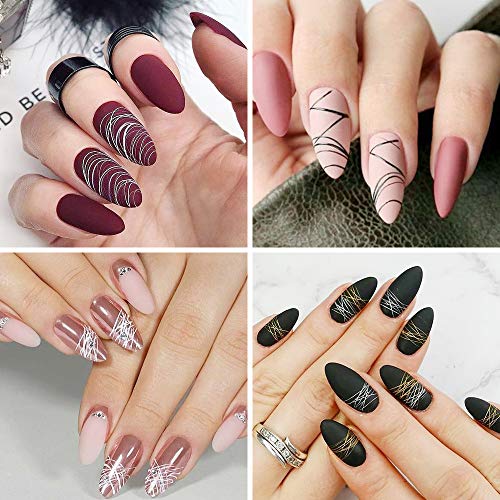 AZUREBEAUTY 6 Colors Spider Gel,Matrix Gel with Gel Paint Design Nail Art Wire Drawing Nail Gel for Line,Require LED UV Nail Dryer Lamp(White Black Red Gold Silver Champagne)
