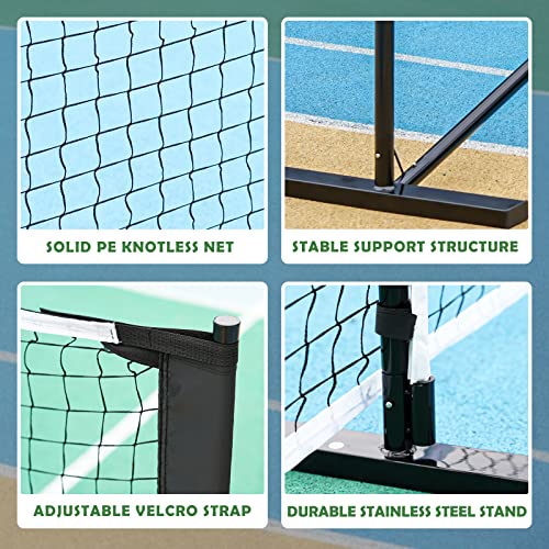 RXUTOTE Portable Pickleball Net Set, 22 FT USAPA Regulation Size for Full Court System Outdoors Driveway Matches, Easy Setup to Experience Competitive Pickle Ball Game Anywhere