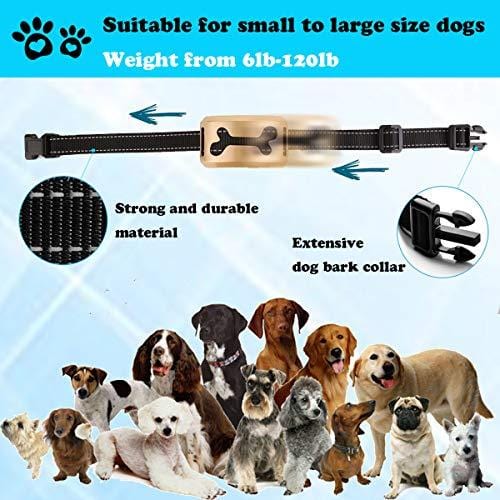 lushujun Dog Bark Collar, Rechargeable Stop Barking Collar with 7 Adjustable Sensitivity and Intensity Levels, Rainproof Bark Collar for Small Large Medium Dogs (6.5 to 24-inch Neck Size)