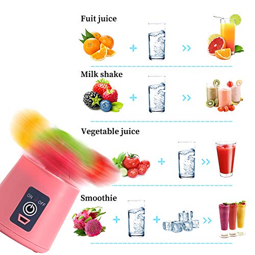 Portable Blender Cup,Electric USB Juicer Blender,Mini Blender Portable Blender For Shakes and Smoothies, juice,380ml, Six Blades for Great Mixing