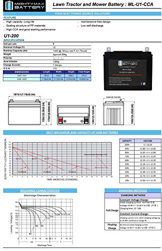 Mighty Max Battery ML-U1 12V 200CCA Battery for Craftsman 25780 Lawn Tractor and Mower Brand Product