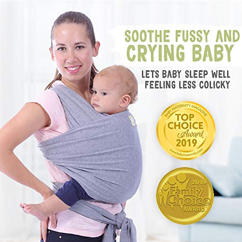 Baby Wrap Carrier All-in-1 Stretchy Baby Wraps - Baby Sling - Infant Carrier - Babys Wrap - Hands Free Babies Carrier Wraps - Baby Shower Gift (Classic Gray)