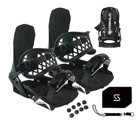 Symbolic Custom-Flow Black Snowboard Bindings & Leash & Stomp Pad Large-XL (Black, Large-XL Men (Fits 9-14))