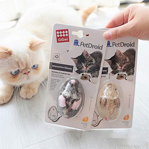 Vealind GiGwi Automatic Moving Mouse Cat Toy with Lifelike Sounds(Coffee-Ear)