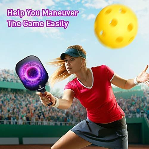 Pickleball Paddle, Composite Pickleball Racket Polypropylene Honeycomb Core Fiberglass Face Ultra Cushion 4.5In Grip 8.1oz Indoor Outdoor with Pickleball Paddles Cover, USAPA Pickleball Paddle, Purple