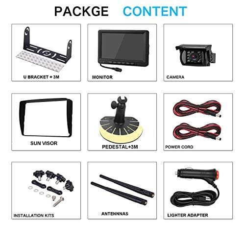 FHD 1080P Digital Wireless Backup Camera Kit, No Interference, IP69 Waterproof Wireless Rear View Camera and 7 Inch LCD Wireless Reverse Monitor for Rv/Truck/Trailer/Bus/Pickup/Van