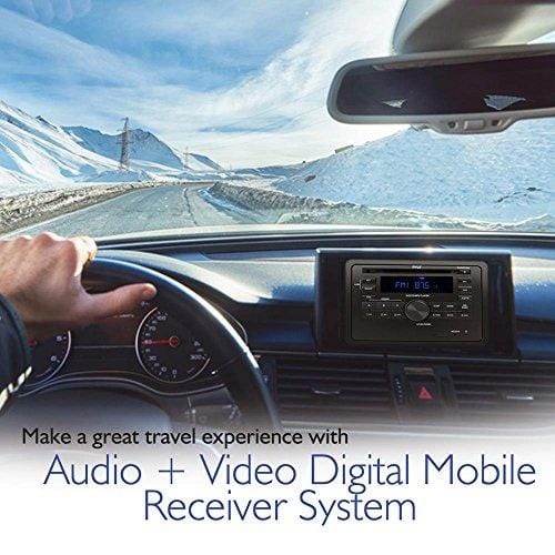 Pyle Double DIN In Dash Car Stereo Head Unit - Wall Mount RV Audio Video Receiver System with Radio, Bluetooth, CD DVD Player, MP3, USB - Includes Remote Control, Power and Wiring Harness - PLRVST400