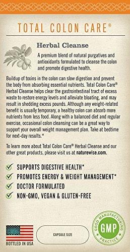 NatureWise Herbal Detox Cleanse Laxative Supplements | Natural Colon Cleanser Herb & Fiber Blend for Constipation Relief, Toxin Rid, Gut Health, Weight Loss Support [2 Month Supply - 60 Capsules]
