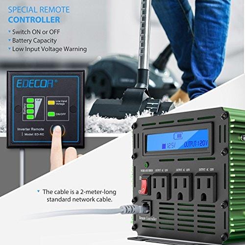 EDECOA 2000W Power Inverter 12V DC to 110V AC Power Converter with Remote Controller