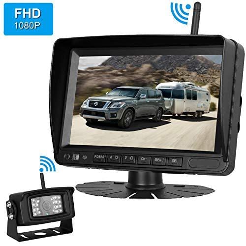 FHD 1080P Digital Wireless Backup Camera for RVs/Trailers/Trucks/Fifth Wheels/Boats Rear/Front View Camera 7''Monitor with DVR System Highway Monitoring System Guide Lines ON/OFF