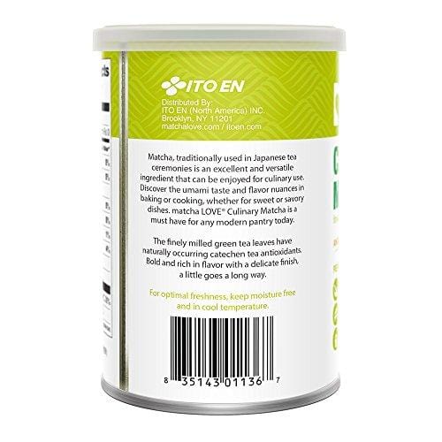 Matcha Love Culinary Matcha 3.5 Ounce Finely Milled Green Tea Leaves, Japanese Style Matcha Powder, Antioxidant Rich, Good Source of Vitamin C