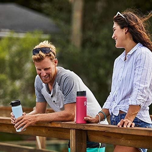 Hydro Flask Wide Mouth Vacuum Insulated Stainless Steel Water Bottle/Travel Coffee Mug with BPA Free Hydro Flip Cap and Soft Silicone Flex Boot (Black)