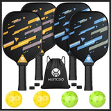Muitcdo Pickleball Paddles Set of 4, USAPA Approved Pickleball Set with 4 Balls and 1 Carry Bag 4 Replacement Grips, Light Pickleball Rackets for Beginners and Intermediates Racquet for Men Wowen
