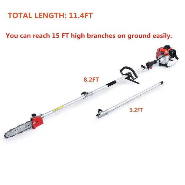 MAXTRA Pole Saw,Powerful Gas Pole Chainsaw 42.7CC 2-Cycle 8.2 FT to 11.4 FT Cordless Extension Pole Saw Tree Trimmer Long Reach Saw with Carry Bag