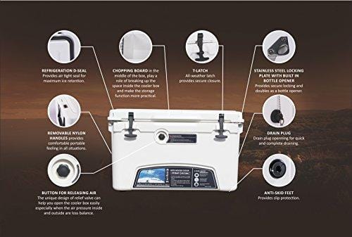 MILEE - Iceland Cooler with Divider, Basket and Cup holder, 45 QT - Green
