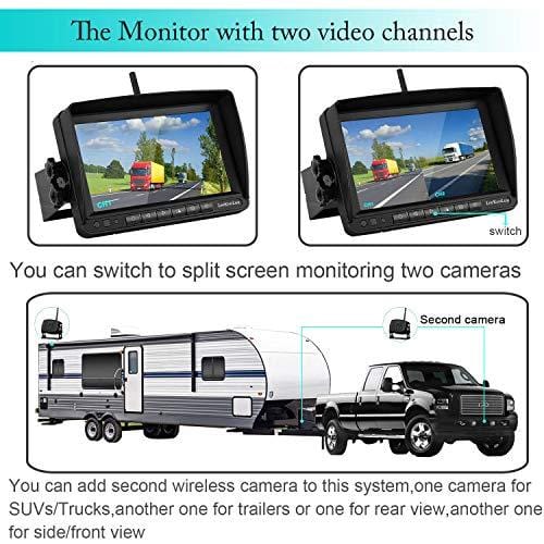 Emmako Digital Wireless Backup Camera and 7'' Monitor System For RV/Truck/Trailer/Camper,Upgraded Newest Camera For True Color Adjustable Rear/Front View, Guide Lines ON/Off, IP69K Waterproof