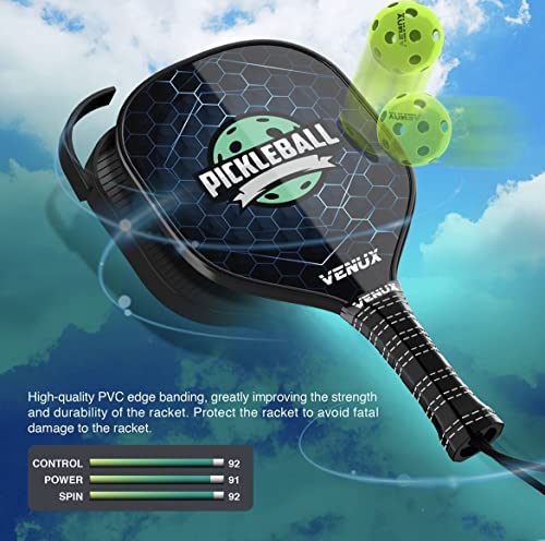 VENUX Portable Pickleball Net Set- Professional Pickleball Net System Complete Set 4 Upgraded Paddles 10 Balls + Carrying Bag Steel Metal Frame PE knotless Net Dual PVC Official Regulation Size