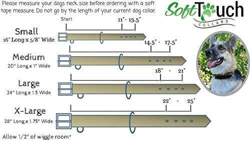 Soft Touch Collars Padded Leather Dog Collar, Brown Medium, Made with Real Genuine Leather, Best for Male or Female Dogs, 20" Inches Long x 1" Inch Wide, Fits Neck Size 14.5" to 17.5"